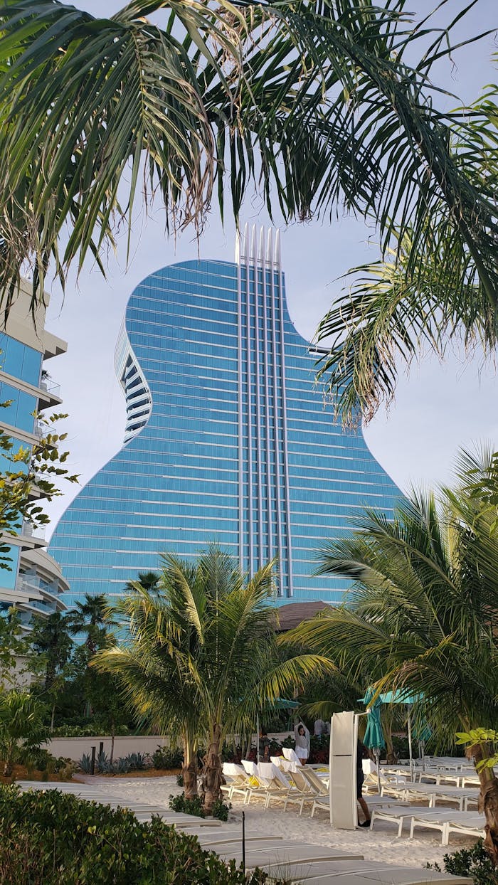 Explore the striking architecture of the Guitar Hotel, a landmark in Fort Lauderdale.